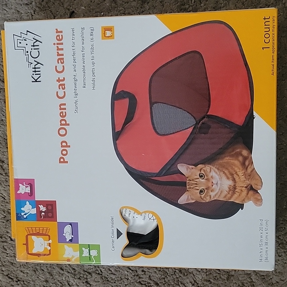 Pop open cat carrier